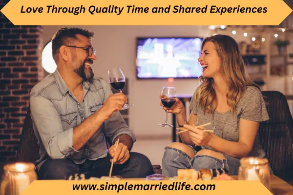 couple quality time by sitting in hotel with wine glass in hand