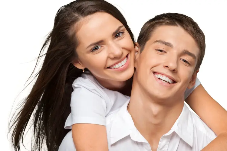 young couple smiling intimacy